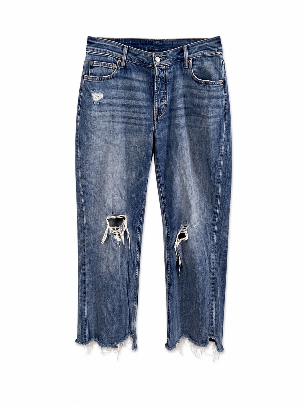 High-Waisted Blue Distressed Jeans Women's Size 24 Stretch Denim